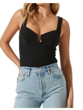 ASTR The Label Aria Black Bustier Bodysuit Small